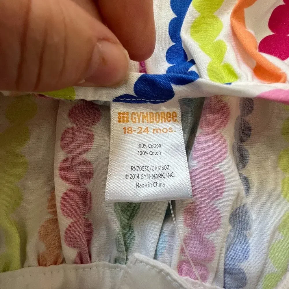 New 2014‎ Gymboree White Cotton Sundress Multi-color Circle Stripes 18-24 months